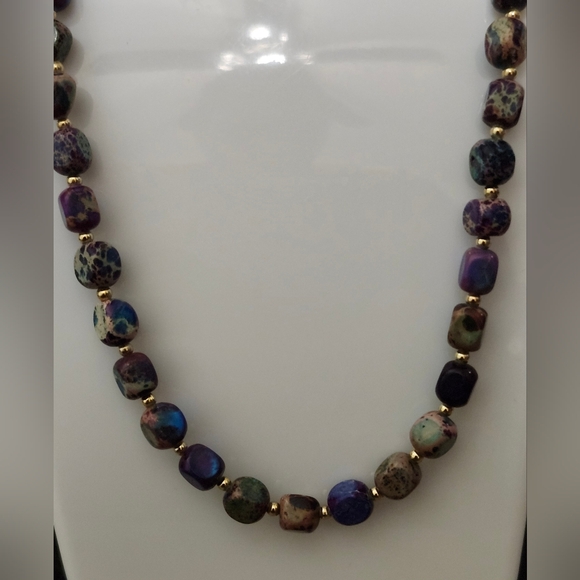 None Jewelry - Purple & Blue Handcrafted Bohemian Multicolor Beaded Necklace
